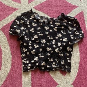 Black Floral Crop Top